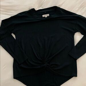 LOU & GREY Twist-Front Long Sleeve Women’s Top - Deep Green